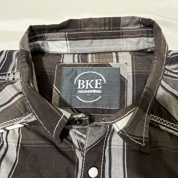 Western Shirts Lot Of 2 Men’s XL Double S Pearl Snap Striped & BKE Black Plaid - Picture 6 of 16